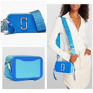 $325 NWT Marc Jacobs Blue Leather Webbing Strap Snapshot Camera Crossbody Bag